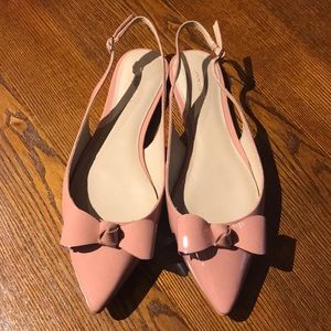 Blush pink bow flats